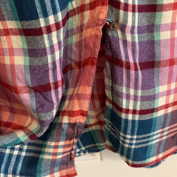 Lucky Brand Plaid Split Back Flannel Button Down Shirt Women’s Top Size XL - Picture 7 of 10